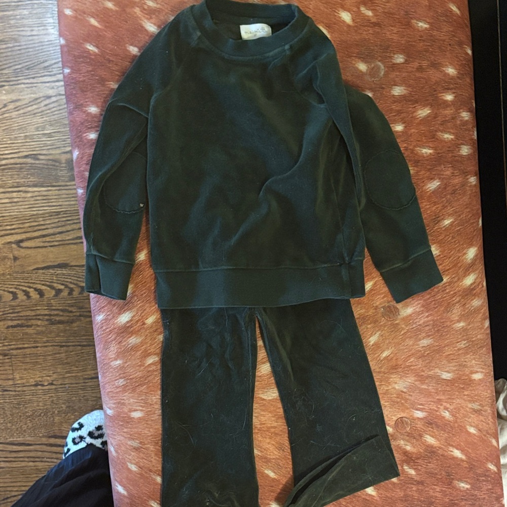 Miki Miette Dark Green Velour Tracksuit (3T)